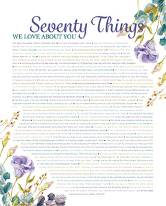 70 Things We Love About You - DIGITAL made-to-order Purple Floral Print