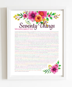 70 Things We Love About You - DIGITAL made-to-order Orange Floral Print