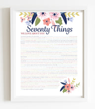 Load image into Gallery viewer, 70 Things We Love About You - DIGITAL Made-to-order Blue Floral Print
