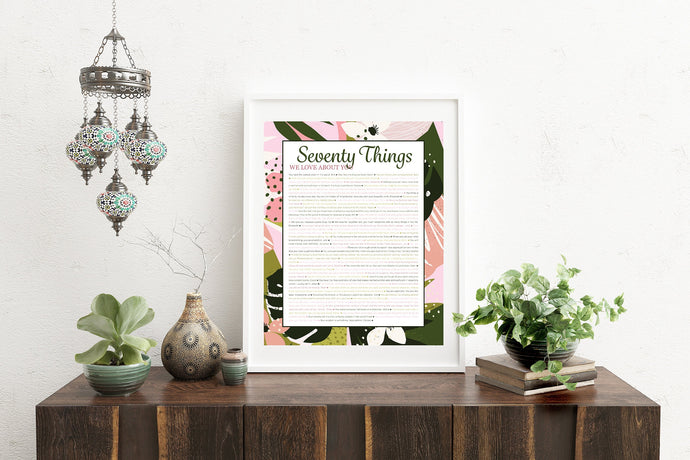 70 Things We Love About You - DIGITAL made-to-order Tropical Pink print
