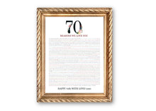 Load image into Gallery viewer, 70 Things We Love About You Digital Print; 70th Birthday; Sister 70th; Friend&#39;s 70th Birthday; Mom&#39;s 70th; 70 Reasons We Love You