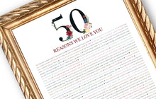 Load image into Gallery viewer, 90 Things We Love About You Digital Print; 90th Birthday; 90th Birthday for Grandmother; Mom&#39;s 90th; 90 Reasons We Love You