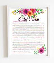 Load image into Gallery viewer, 60 Things We Love About You Orange Floral DIGITAL Print; 60th Birthday; Wife&#39;s 60th Birthday; Friend&#39;s 60th Birthday; Mom&#39;s 60th