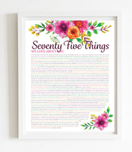 Load image into Gallery viewer, 75 Things We Love About You Orange Floral DIGITAL Print; 75th Birthday; Grandmas Birthday; Friend&#39;s 75th Birthday; Mom&#39;s 75th