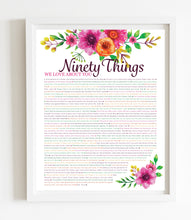 Load image into Gallery viewer, 90 Things We Love About You Orange Floral DIGITAL Print; 90th Birthday; Grandmas Birthday; Friend&#39;s 90th Birthday; Mom&#39;s 90th