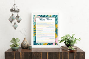 50 Things We Love About You Aqua Tropical DIGITAL Print; 50th Birthday; Wife's 50th Birthday; Friend's 50th Birthday; Mom's 50th