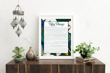 Load image into Gallery viewer, 50 Things We Love About You Navy Tropical DIGITAL Print; 50th Birthday; Wife&#39;s 50th Birthday; Friend&#39;s 50th Birthday; Mom&#39;s 50th