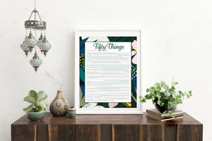 50 Things We Love About You Navy Tropical DIGITAL Print; 50th Birthday; Wife's 50th Birthday; Friend's 50th Birthday; Mom's 50th