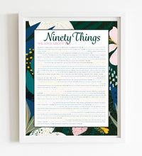 Load image into Gallery viewer, 90 Things We Love About You Navy Tropical DIGITAL Print; 90th Birthday; Grandmas Birthday; Friend&#39;s 90th Birthday; Mom&#39;s 90th