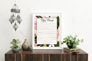 50 Things We Love About You Pink Tropical DIGITAL Print; 50th Birthday; Wife's 50th Birthday; Friend's 50th Birthday; Mom's 50th